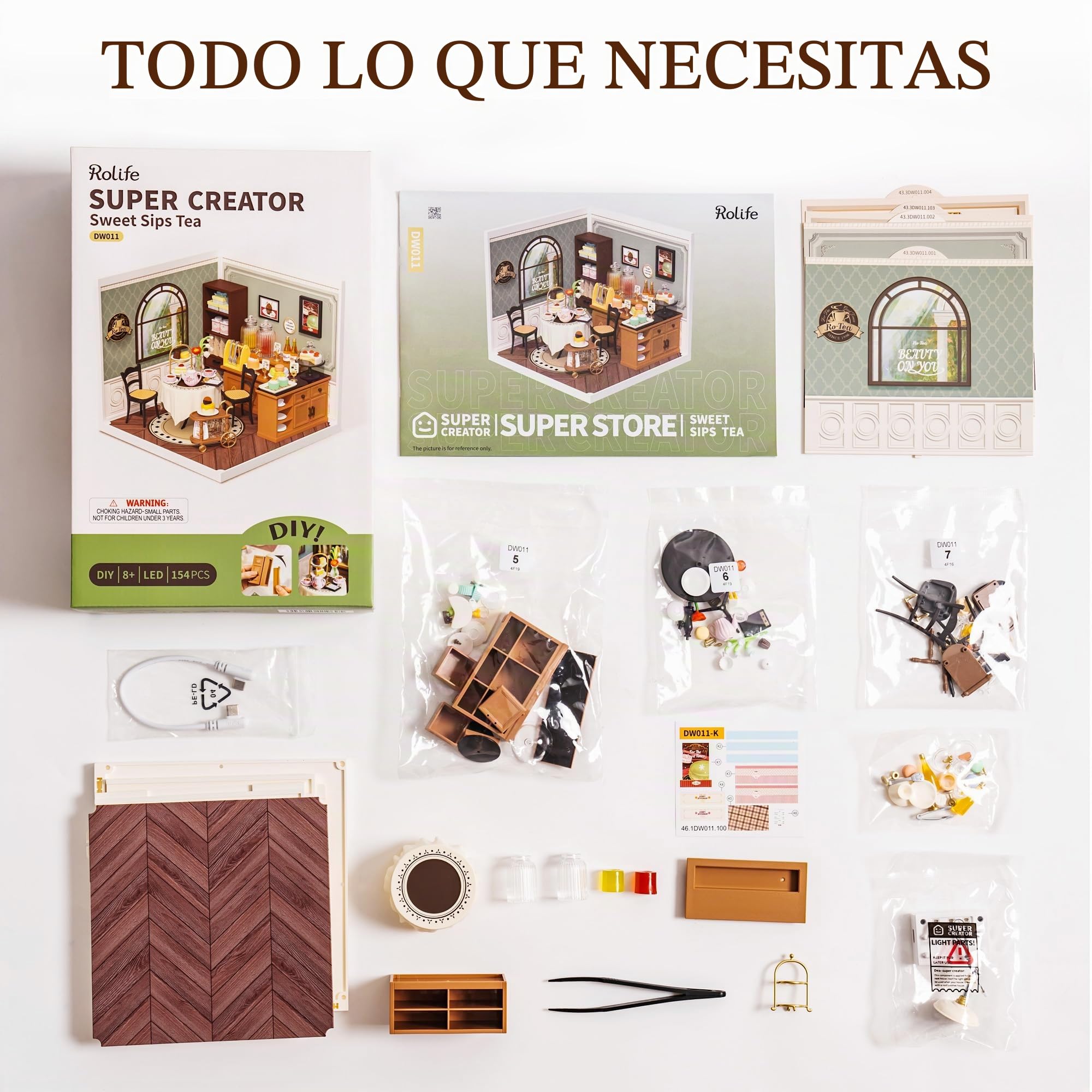 Rolife Casa de Muñecas DIY Super Mundo Serie Casas en Miniatura Kits Maquetas con Accesorios Aficiones de Las Mujeres Regalo de Cumpleaños para Adultos (Sweet Sips Tea)