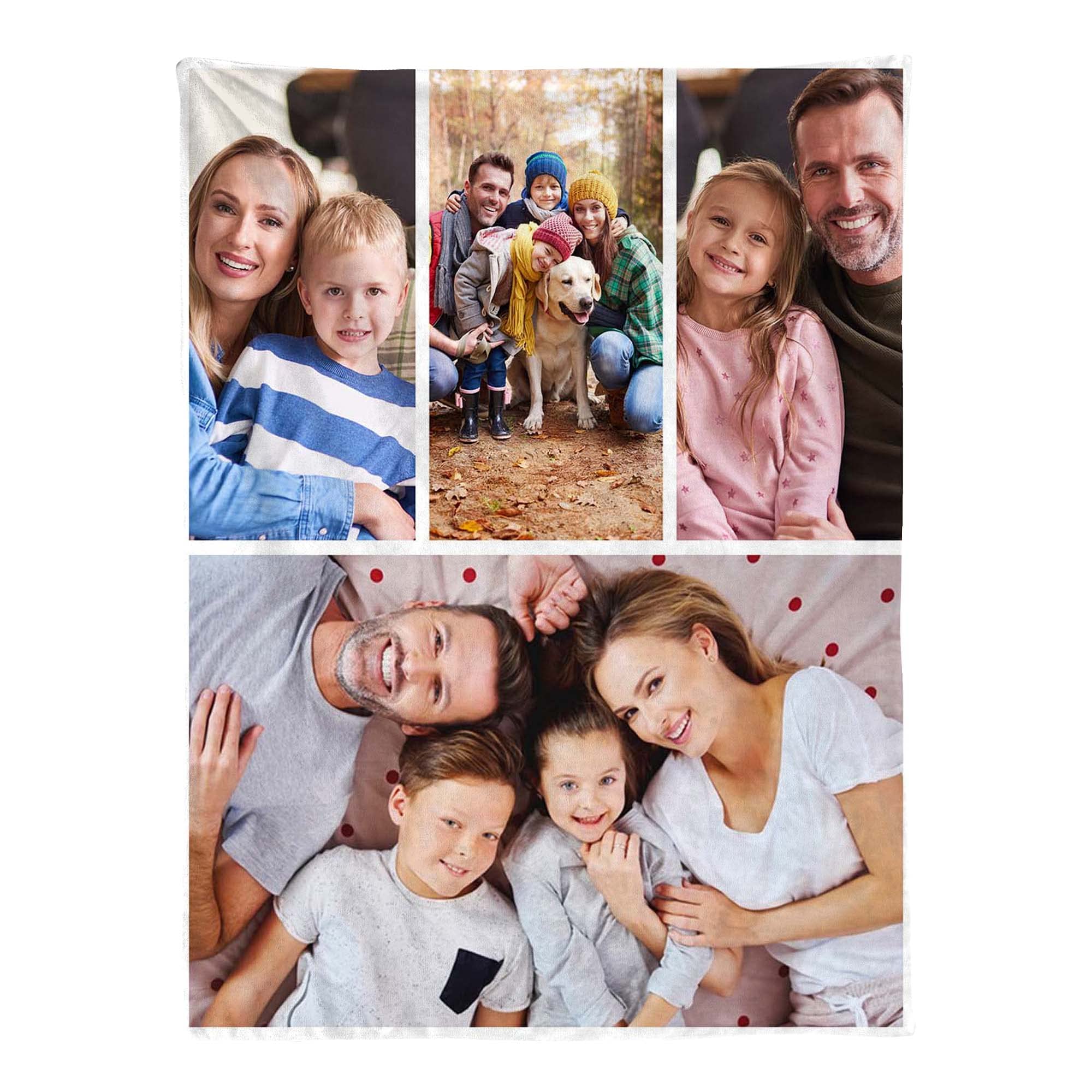 Ferocity Personalisierte Foto Decke mit 4 Eigenen Fotos 150x200 cm Sofadecke; Super Weiche Extra Gemütliche Kuscheldecke für die Familie Freunde Geschwister Lustiges Geschenk; Collage [081]