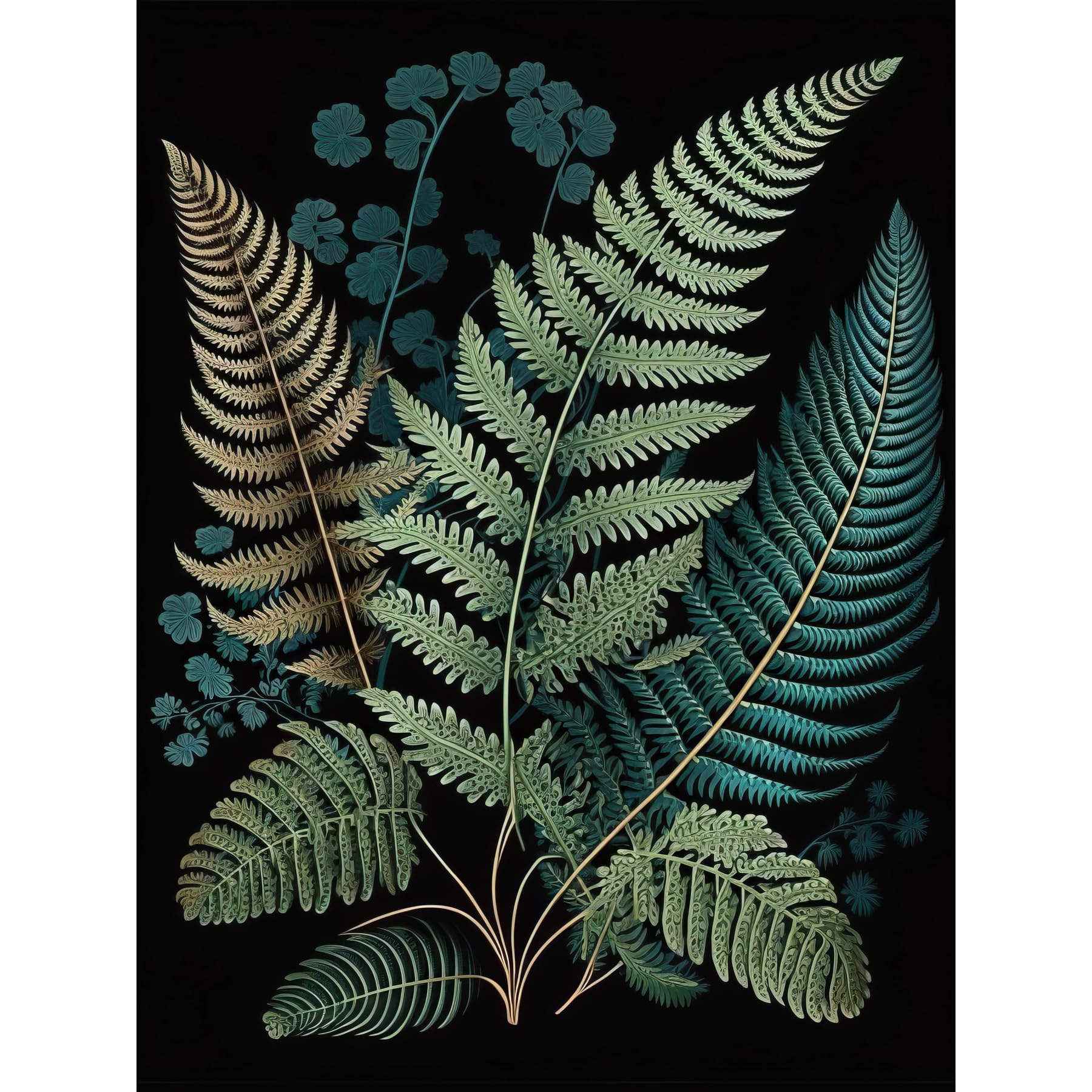 Artery8 Detailed Leaves Fern Fronds Botanical Illustration Extra Large XL Wall Art Poster Print