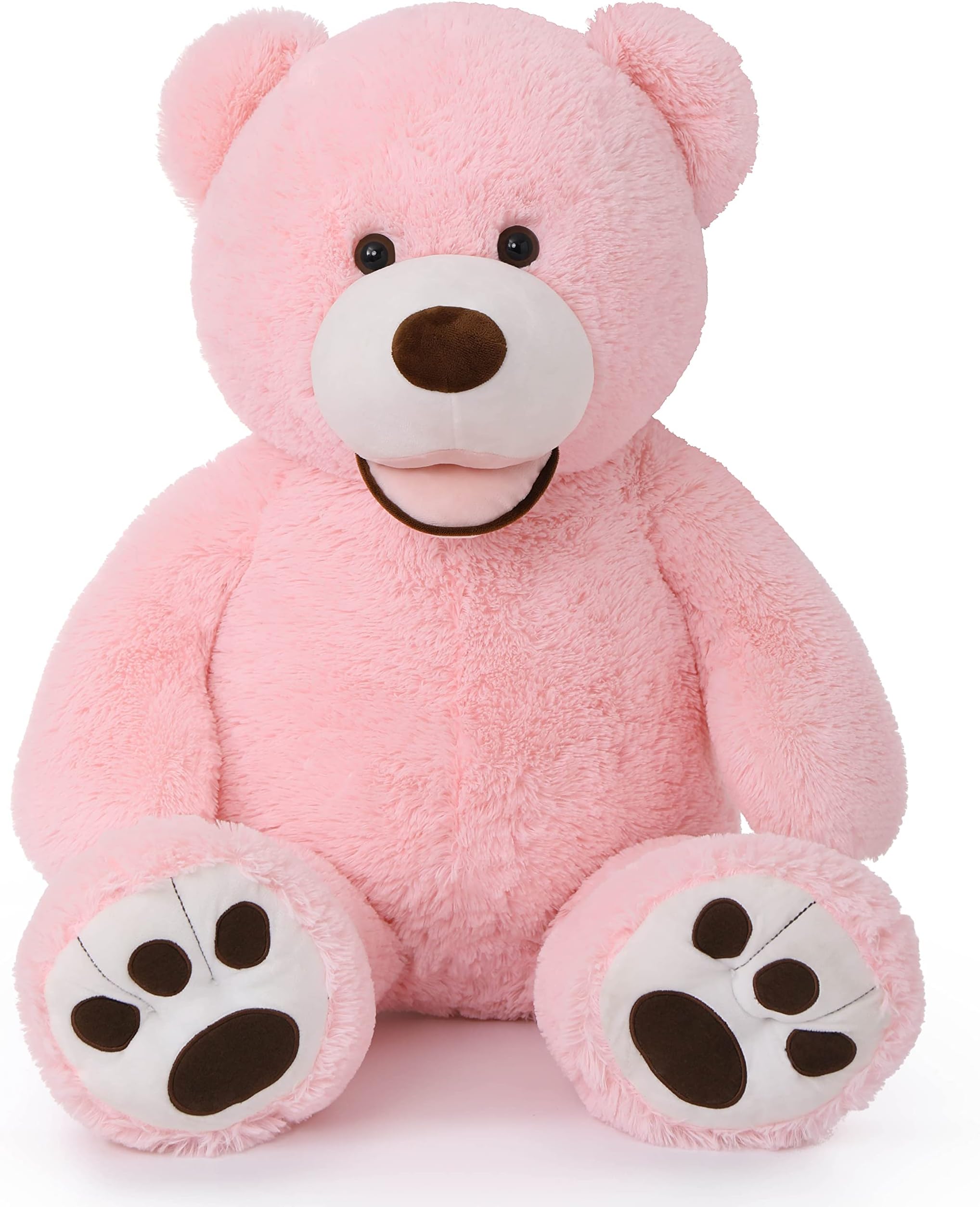 MorisMos Giant Teddy Bear, 39inch Large Stuffed Animals with Big Footprints Plush Stuffed Bears Gifts for Kids, Pink