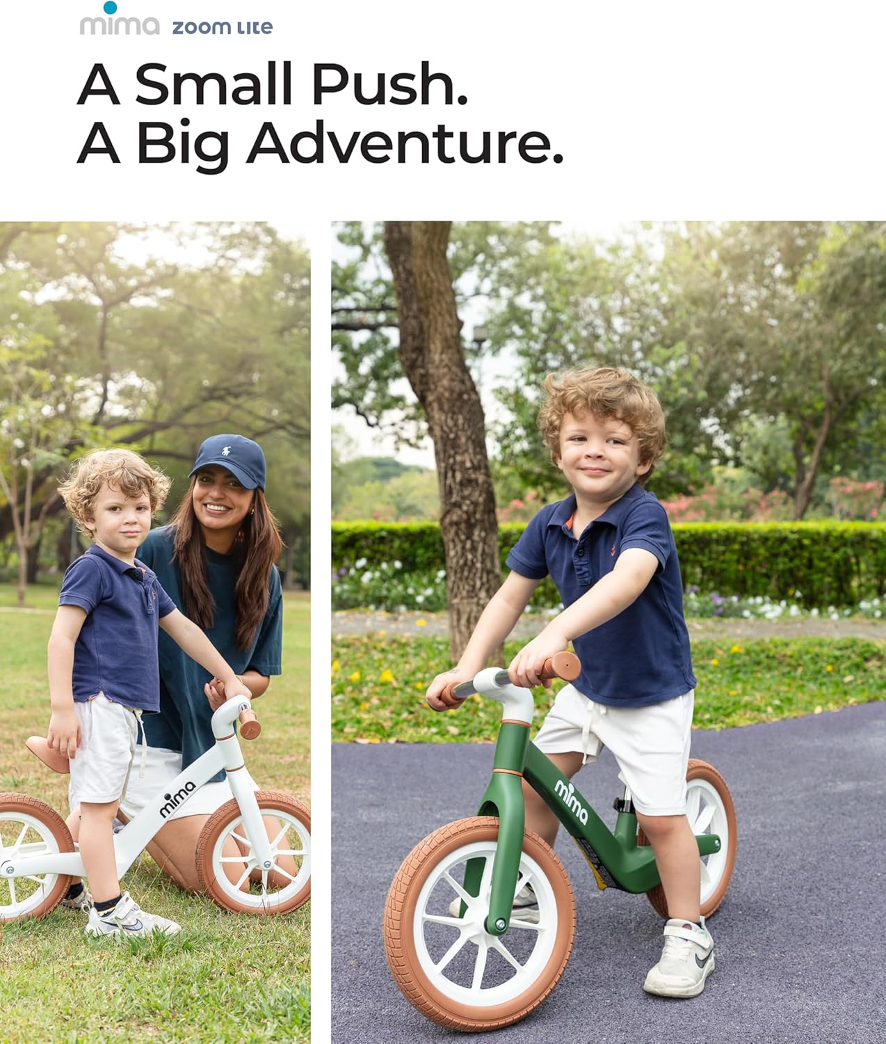 Mima Zoom Lite No Pedal Bike for Kids Ages 2, 3, 4 and 5 | Ultra-Lightweight Balance Bike | Adjustable Seat | Puncture-Proof Wheels| Modern Toddler Ride-On Toy
