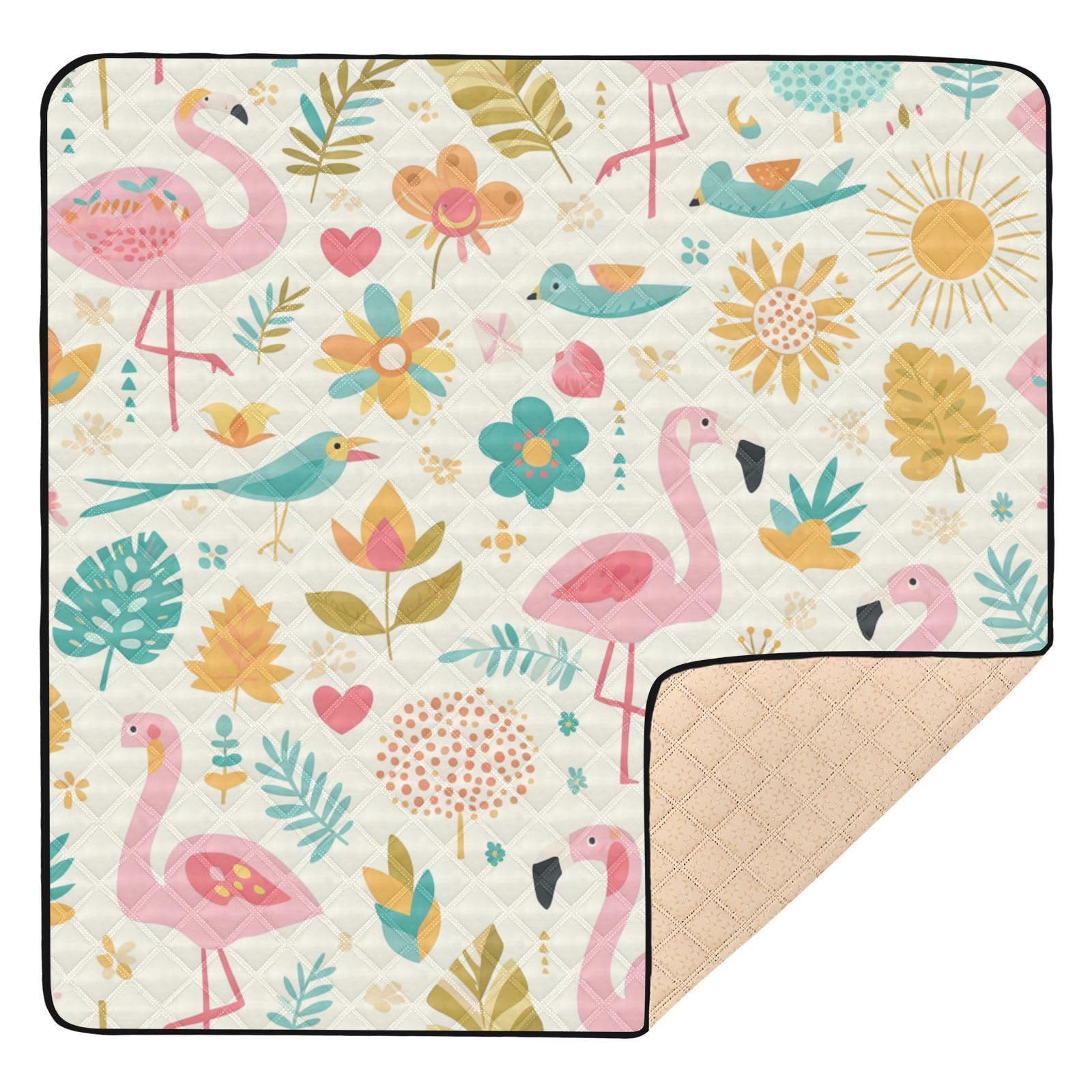 Kigai Flamingo Baby Play Mat for Floor and Playpen 50x50 inch Non-Slip Baby Activity Playmat Waterproof Foldable Crawling Mat for Infants Toddlers