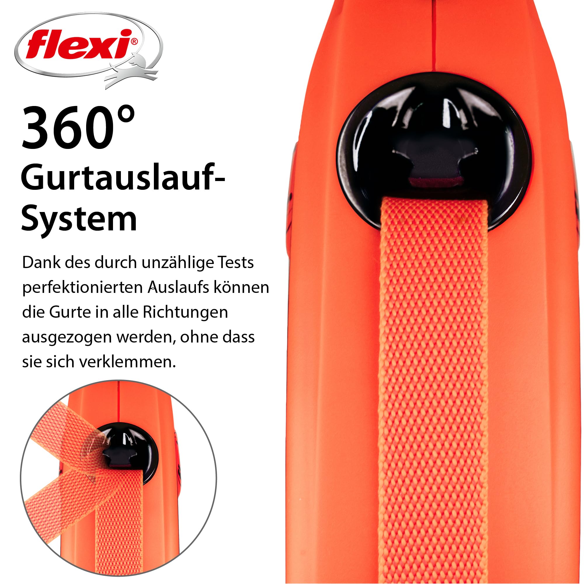 flexi® Xtreme L | 8m Gurt Roll-Leine für Hunde bis 55 kg | schwarz/orange | ausziehbare Hundeleine | Gewicht 639.5 gr | Maße 14.7 x 21.0 cm