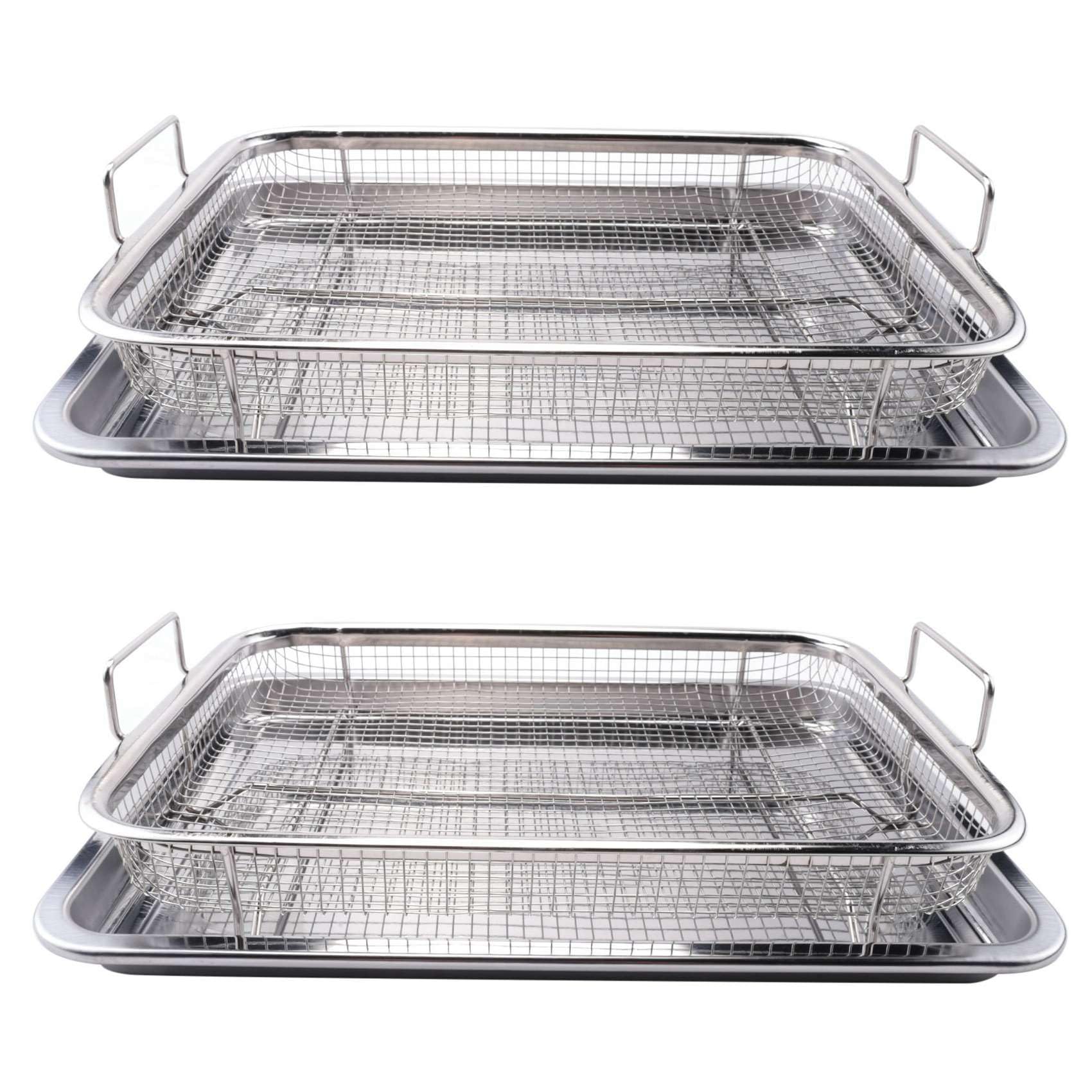 Hndhbfgrt Air Fryer Basket for Oven,Stainless Steel Crisper Tray and Pan, Deluxe Air Fry in Your Oven, 4-Piece Set, for the Grill