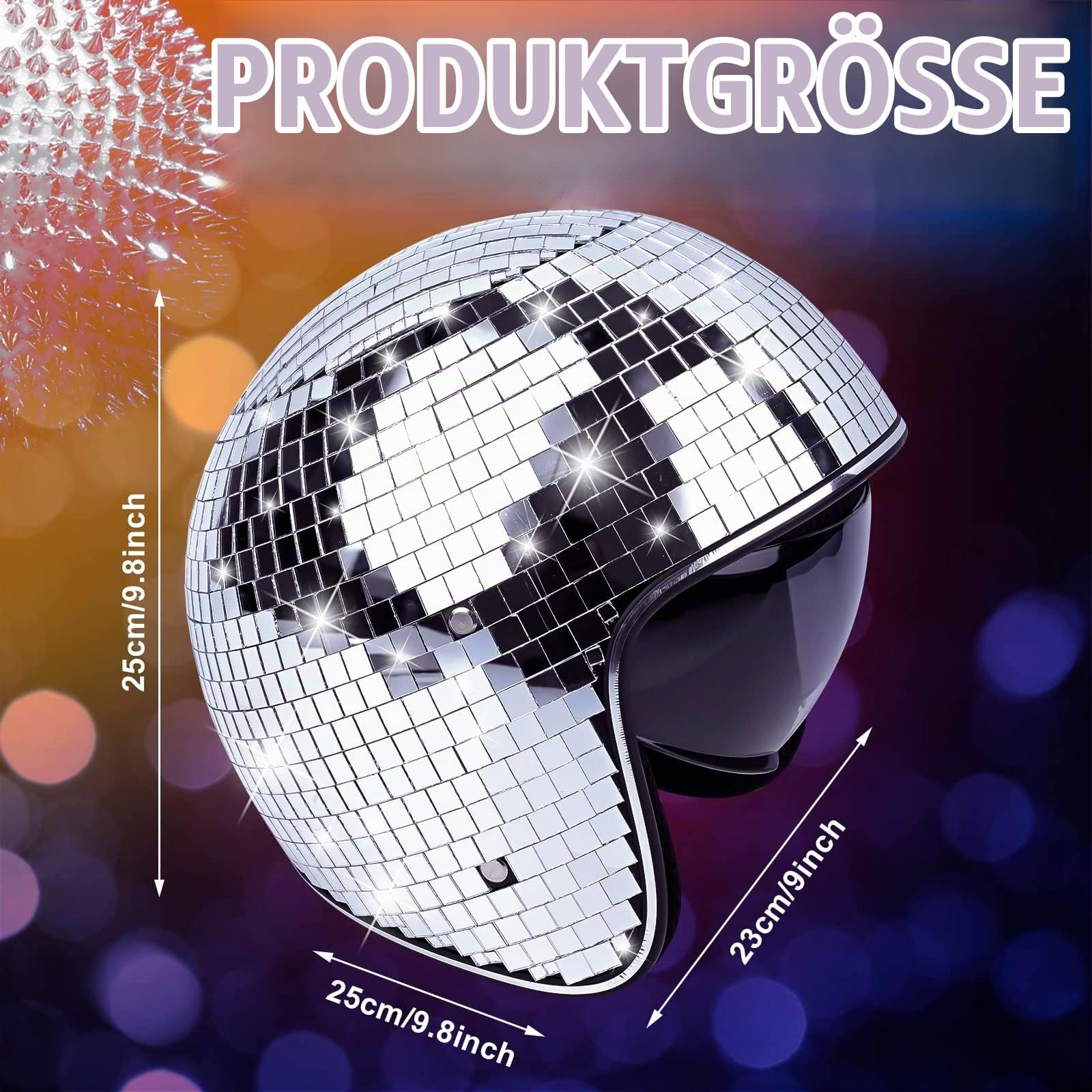 Pipihome Discokugel Hüte - Diskokugel Helm | Glitzer Spiegel Glas Discokugel Hut Helm | DiscoDekor Helme | Disco Spiegel Glitzerball Helme | Disco Spiegel Hut | Glitzer Spiegel Glas Disco Ball Hut