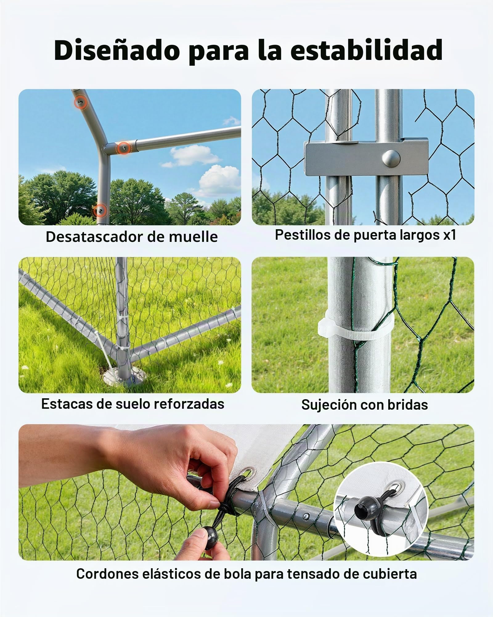 VEVOR Gallinero de Metal 3 x 2 x 2 m, Corral Grande para Gallinas con Cubierta, Cerramiento de Gallinero con Techo Abuhardillado y Cerradura de Seguridad para Patos, Conejos y Aves de Corral