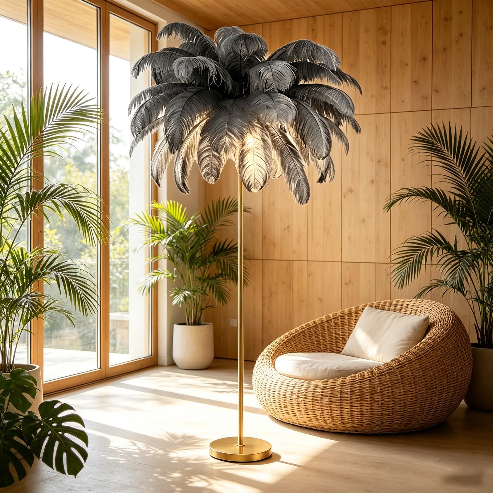 LCNDKF Feather Floor Lamp, Modern LED Standing Floor Light