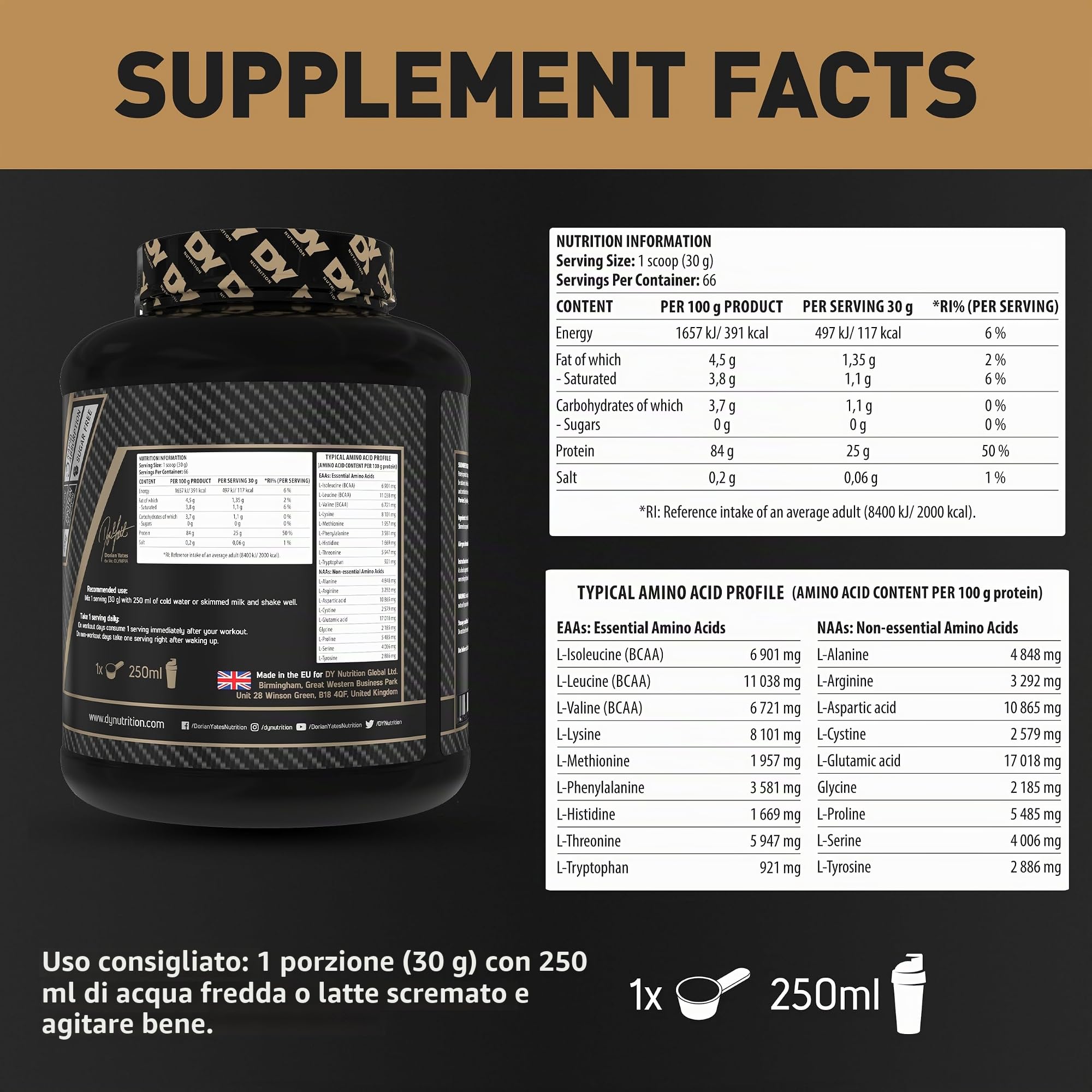 Dorian Yates Nutrition Shadowhey Isolate (2000g) Caramello alla vaniglia - Proteine - Proteine isolate del siero di latte