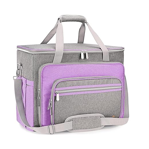 FINESUN Sewing Machine Case Universal Tote Bag Sewing Machine Carrying Case Sewing Machine Bag with Strap for Most Standard Singer,Brother,Janome,Sewing Machine and Accessories Sewing Bag Pink
