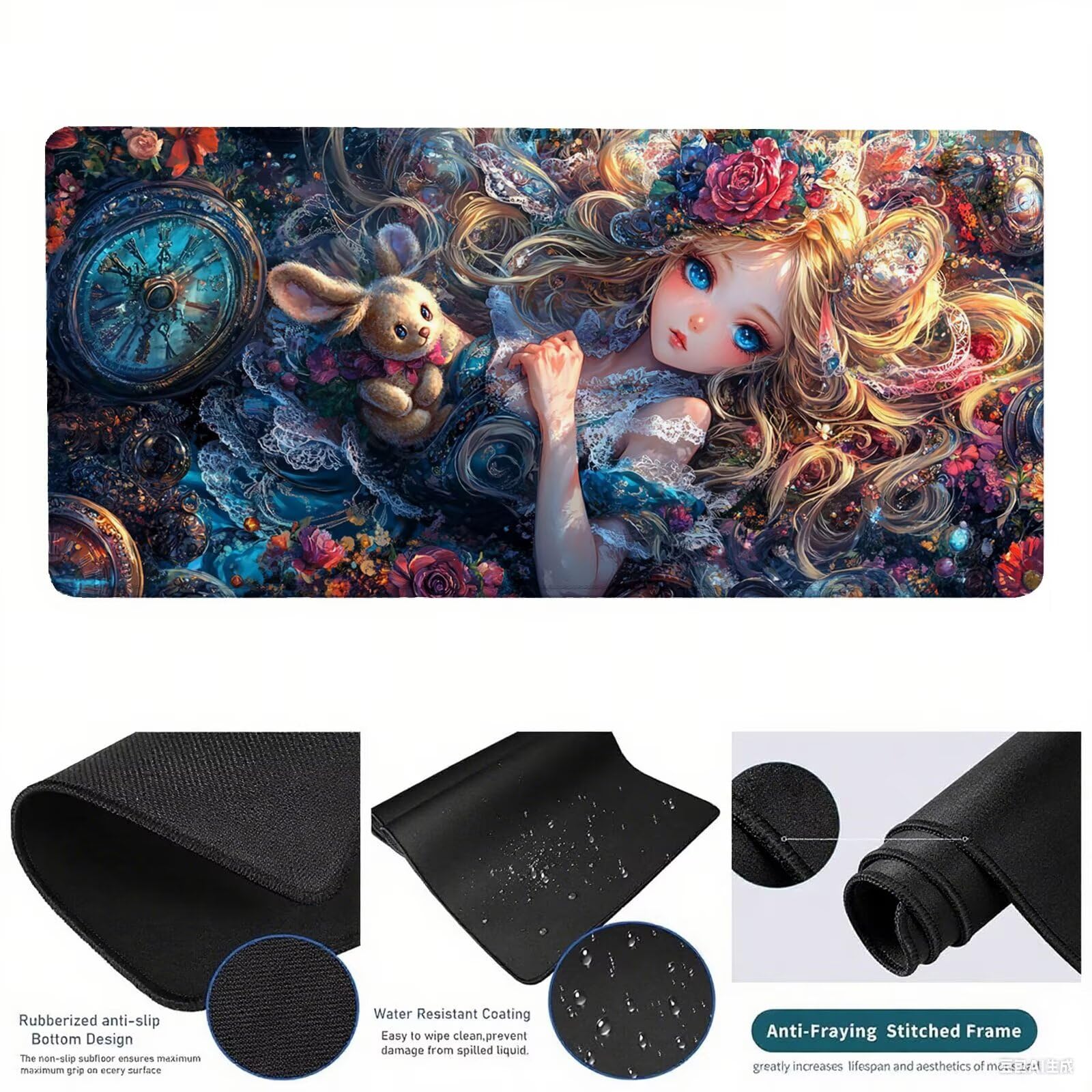 Tappetino Mouse Gaming XXL 1200x600x3mm,Tappetino Mouse Fumetto Design con Bordi Cuciti,Ragazza Mouse Pad Gaming Accessori per Migliora Precisione e Velocità,Extended Keyboard Pad per Scrivania,o-1887