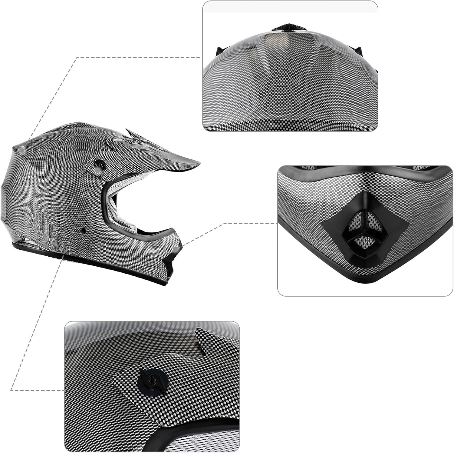 TCMT Youth Dirt Bike Helmet DOT Certified - Kids Full Face Motocross ATV Helmet with Goggles, Gloves and Helmet Bag for Off-Road, BMX, MX, Street Riding