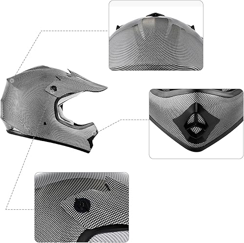 Miniatura 5 de TCMT Dot - Casco de motocross para jóvenes y niños, casco de motocicleta para jóvenes, casco de motocross, ATV