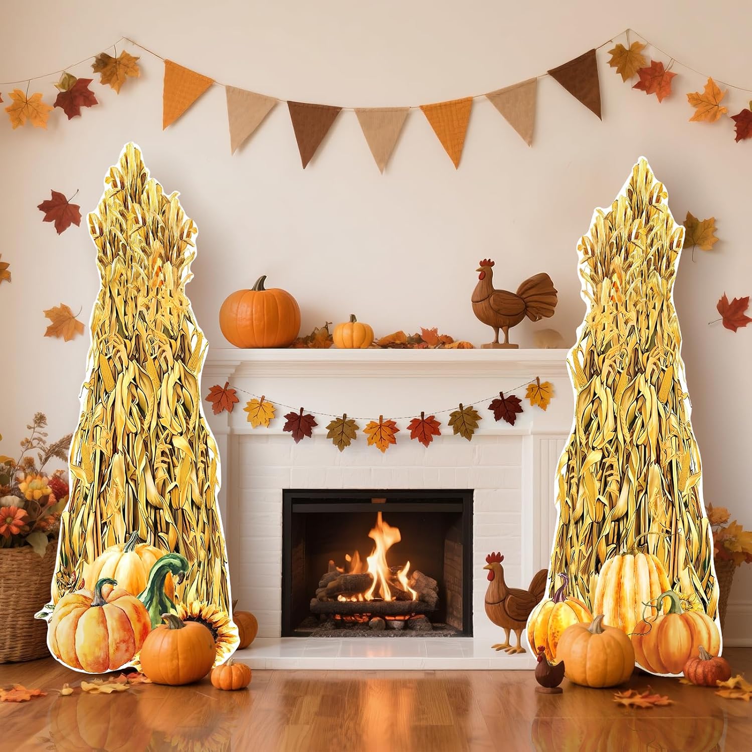 2 Pcs Corn Stalk Decorations, Fall 59" Corn Stalk Plastic Cutout