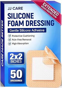 50Pcs Silicone Foam Dressing | 2x2 Bed Sore Bandages | Wound Care FSA&HSA