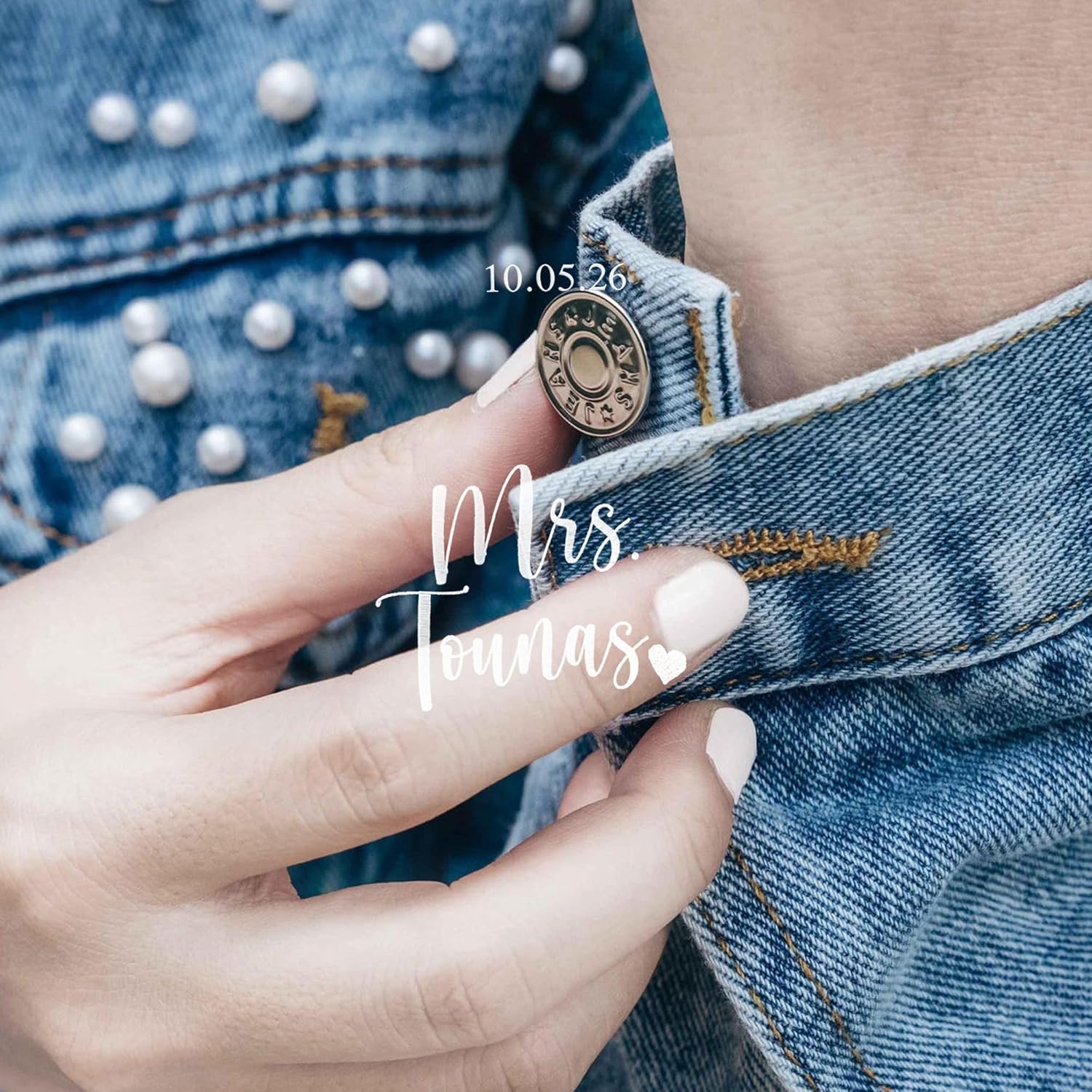 Personalized Embroidered Bride Denim Jacket, Future Mrs Jean Jacket With Pearls, Wedding gifts for Bride - Image 2