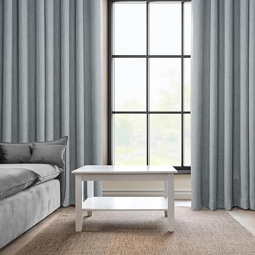 Miniatura 4 de HPD Half Price Drapes BOCH-LN1859-108-GR - Cortina de lino sintético con ojales para oscurecer ambientes (1 panel), 50 x 108pulgadas, color gris