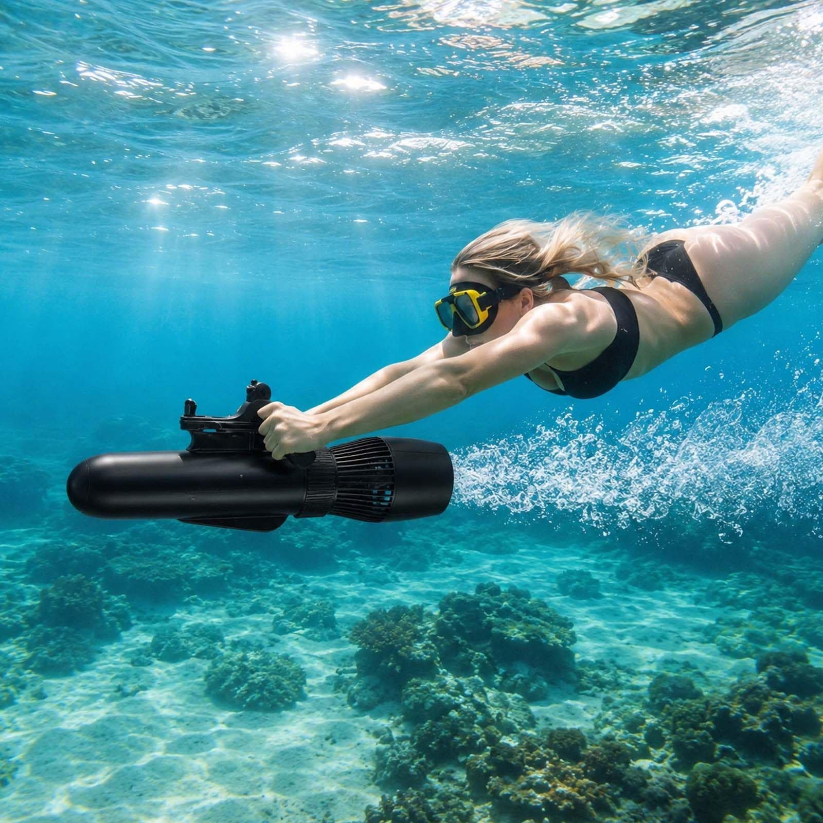 QFGain Underwater Scooter, 500W Electric Sea Scooter for Saltwater, Durable Dive Propeller for Ocean Snorkeling & Kayaking