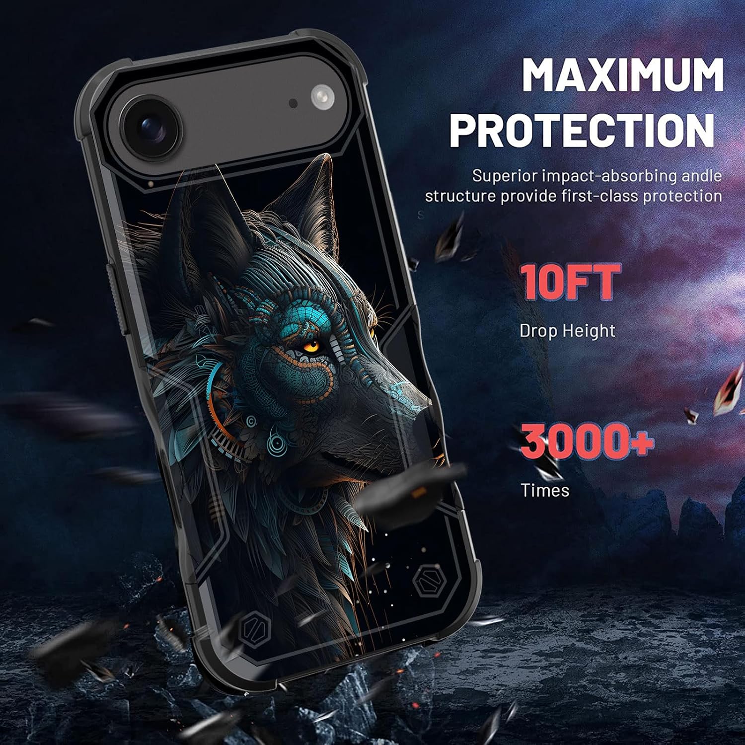 for iPhone Air Case,[Dual Layer][10 FT Military Grade Drop Protection] Heavy Duty Shockproof Case for iPhone Air 6.5" 2025,Cool Wolf thumbnail