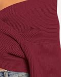 BTFBM Women Casual V Neck Long Sleeve Sweaters Cross Wrap Front Off Shoulder Asymmetric Hem Knitted Crop Solid Pullover