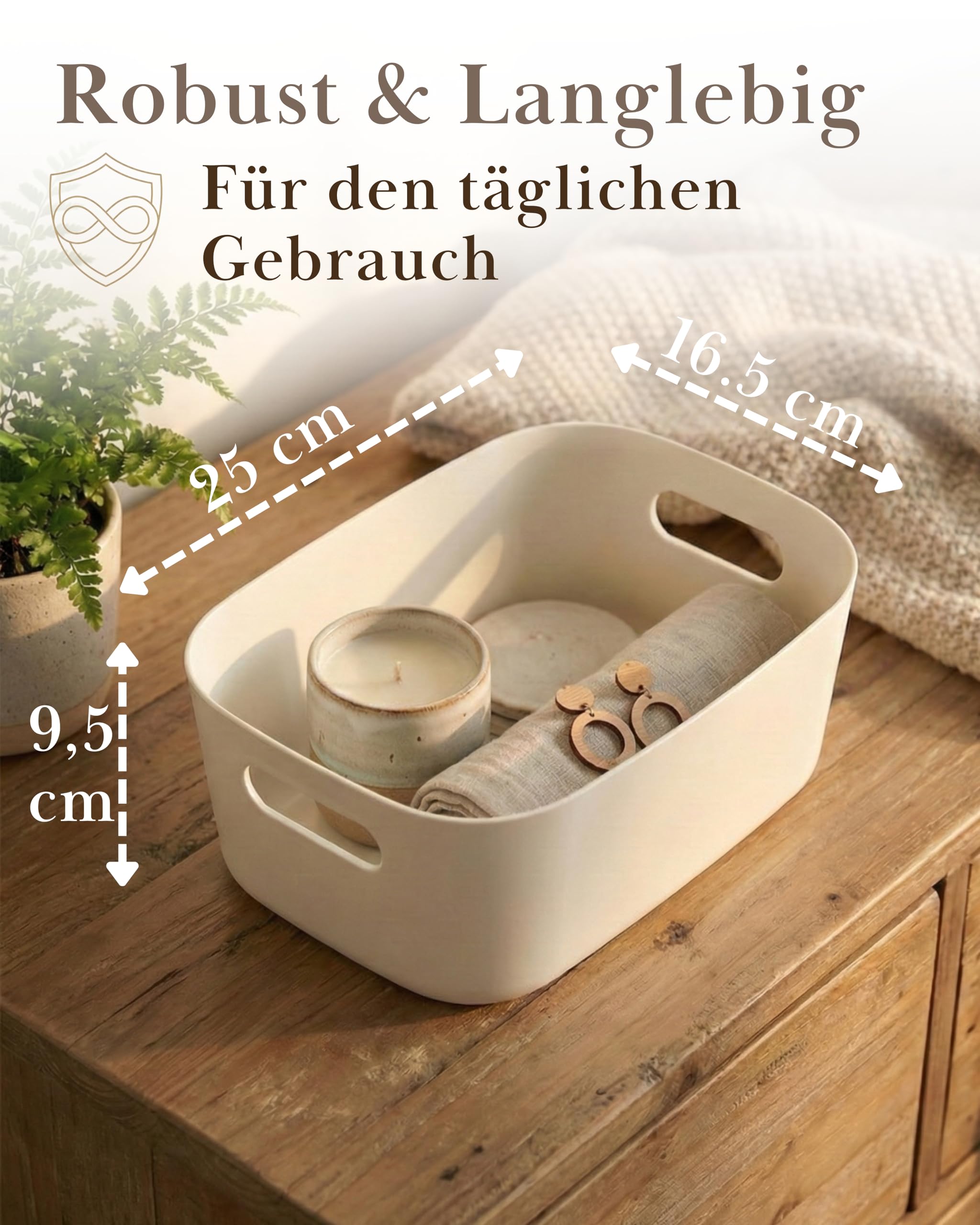 VMbathrooms Pudełka do przechowywania, zestaw 10 sztuk, białe, 25 cm, wytrzymały organizer kuchenny i uniwersalne pudełko (nie zawiera BPA), pudełka do przechowywania z ergonomicznymi uchwytami i