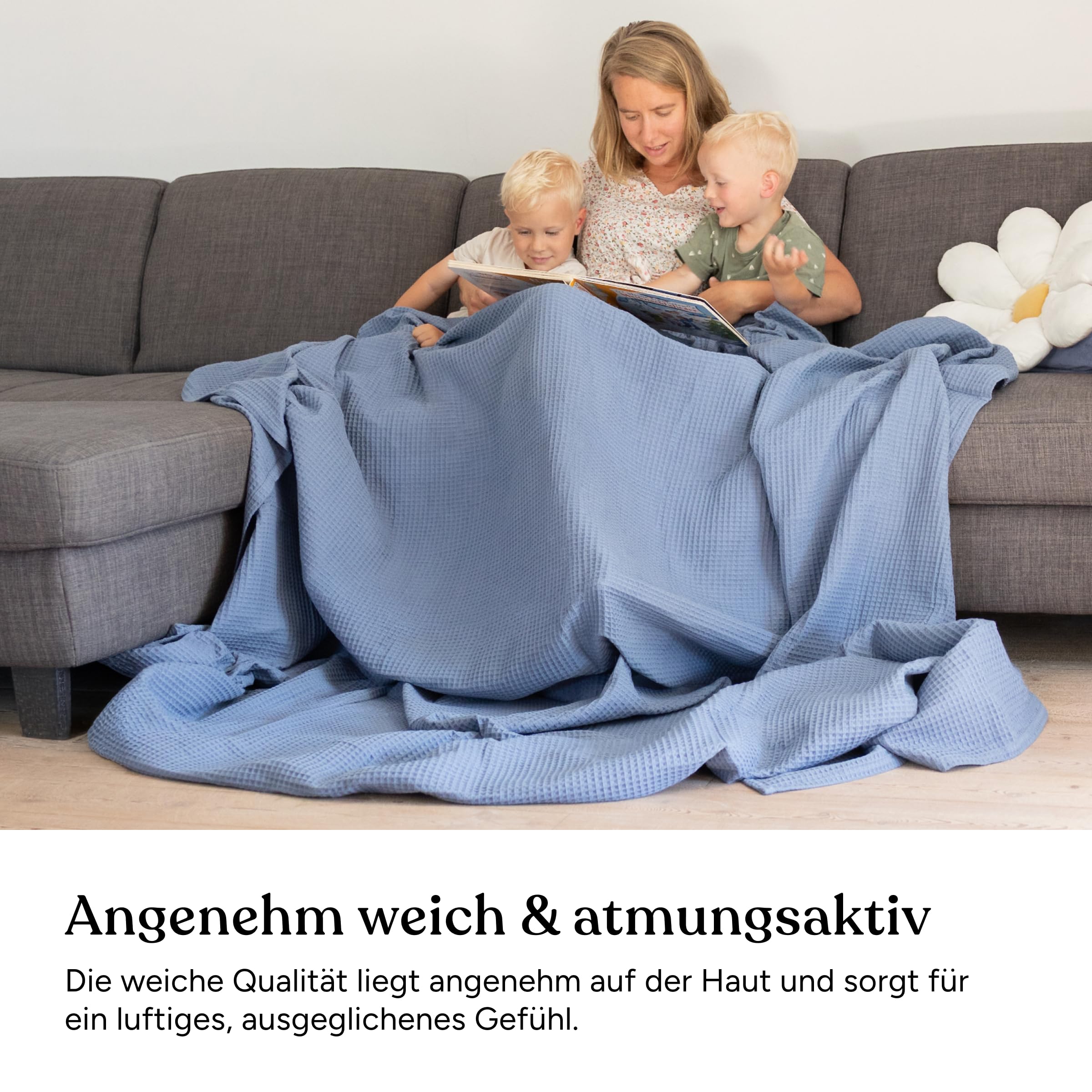 Ehrenkind Tagesdecke Waffelpiqué Jade 230 x 250 cm – Bettüberwurf aus 100% Bio-Baumwolle, Oeko-TEX® Zertifiziert