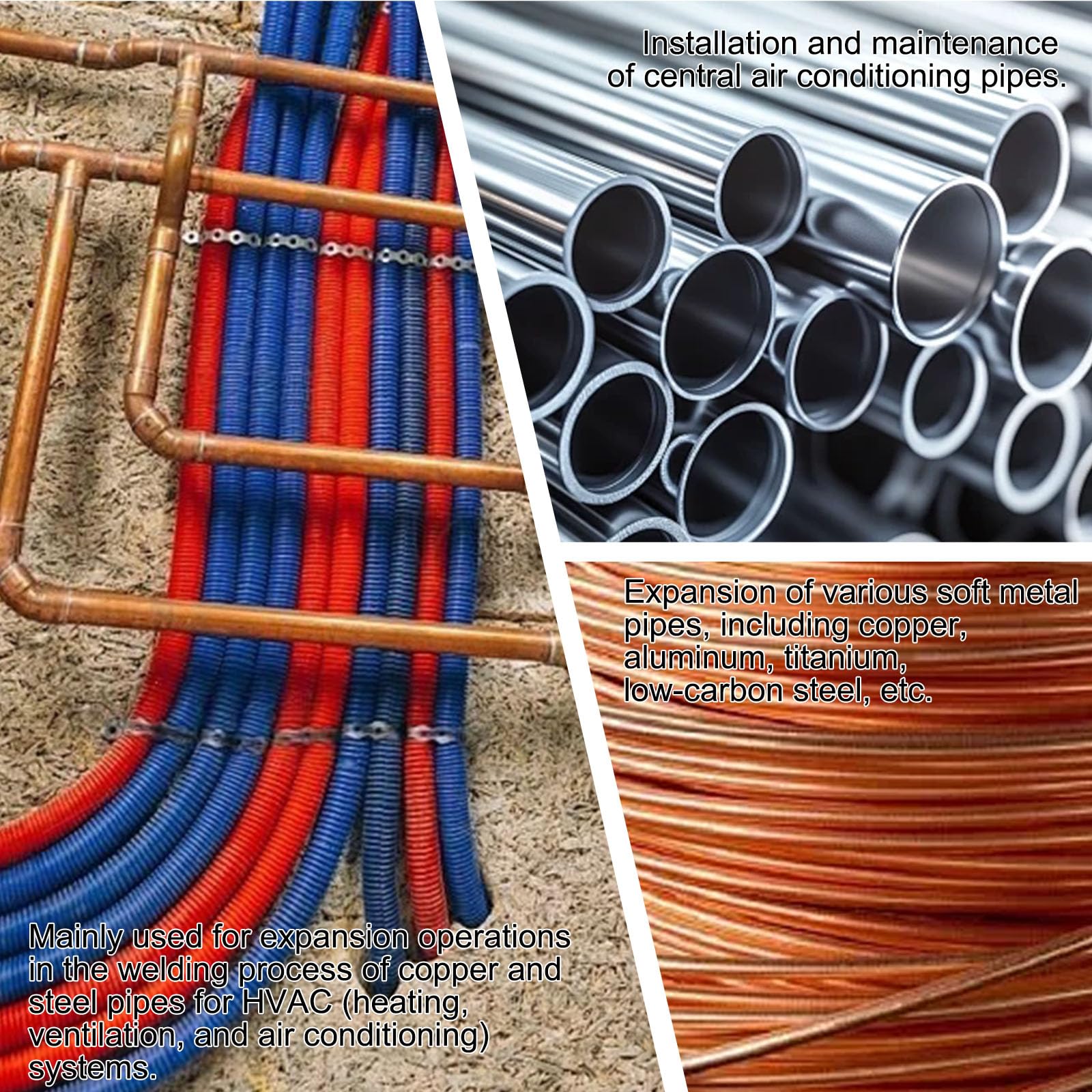Hydraulischer Rohr-Expander Swaging Tool Set, 0,95 cm bis 3,8 cm OD HVAC Rohr Expander Werkzeuge mit 7 Expanderköpfen, Rohrschneider, Entgratwerkzeug, Bördelwerkzeug HVAC für Kupfer/Aluminium