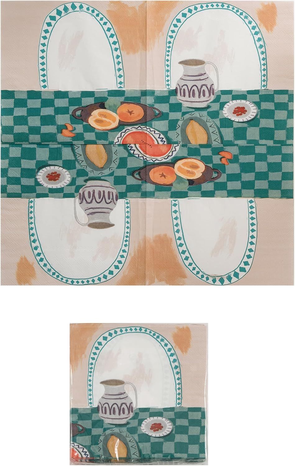 Creative Co-Op Paper Napkins with Pitcher on Table Design, Multicolor, Set of 50