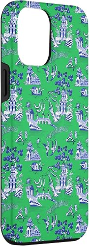Miniatura 3 de Funda para iPhone 14 Pro Max Preppy Azul y Verde Sauce Patrón Chinoiserie Toile Case