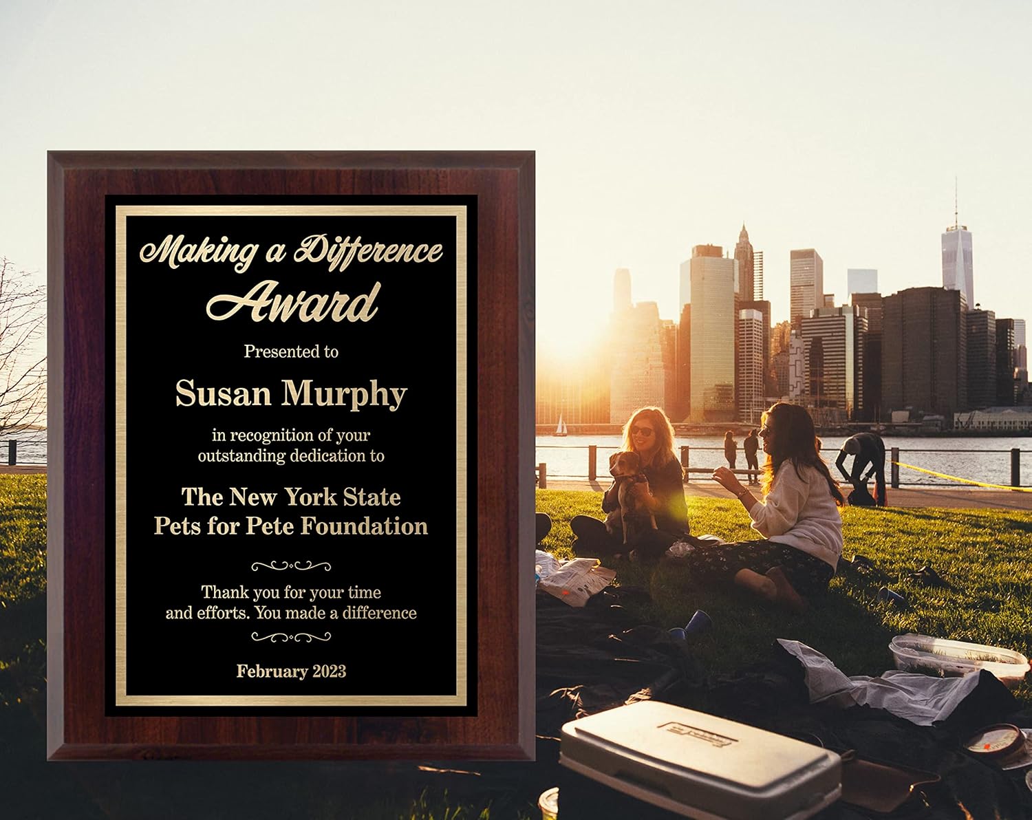 Custom Laser Engraved Plaque Award – Making a Difference on Black and Gold Metal - Choose Your Size - Personalized Appreciation and Recognition - Customize Now! (6x8) : Office Products