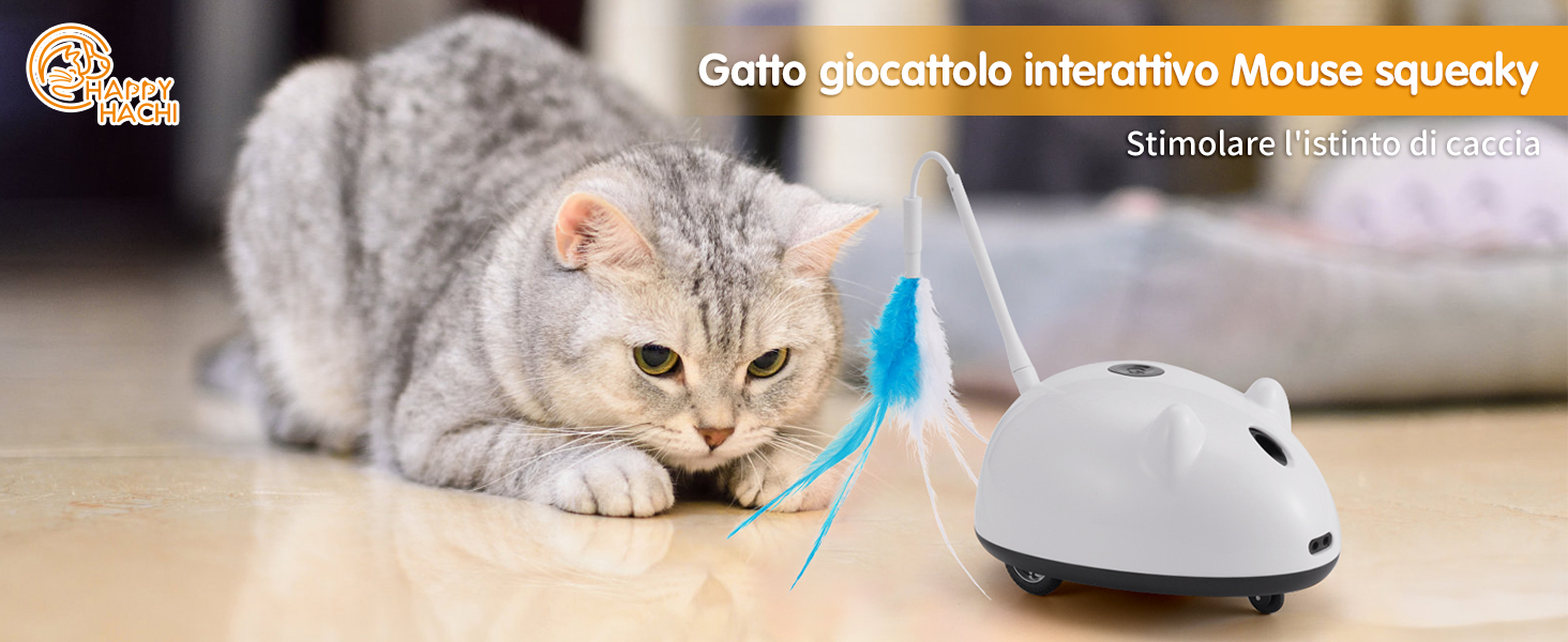 HAPPY HACHI Giocattolo Interattivo Per Gatti - Automatico Con Piume, Ricaricabile USB - Foto 8