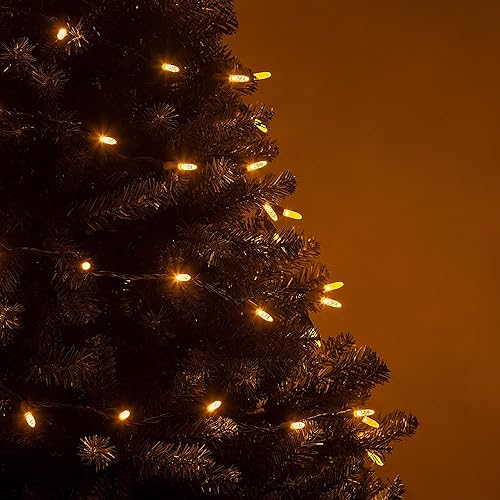 Miniatura 5 de Wintergreen Lighting Luces LED de Navidad doradas facetadas M5 de 24 pies, 70 unidades, cable verde, para interiores y exteriores, grado comercial,