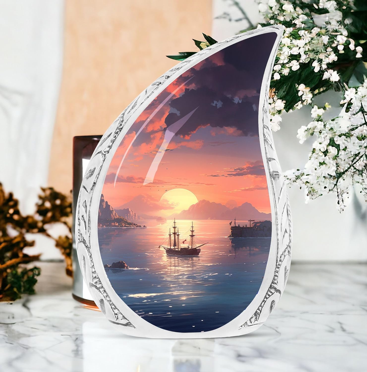 Sunset Beauty Cremation Urn for Human Ashes - Large Companion Urn - 10 Inch