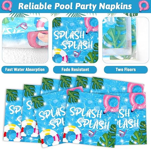 Miniatura 200 de 96 piezas de suministros de fiesta de cumpleaños florales de cumpleaños, platos de papel, servilletas, flores de oro rosa, decoraciones de fiesta