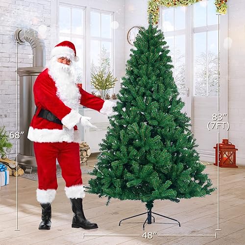 Miniatura 14 de Árbol de Navidad artificial de 6 pies sin encender, árbol de Navidad falso con bisagras con 1138 puntas de ramas y soporte de metal plegable, árbol