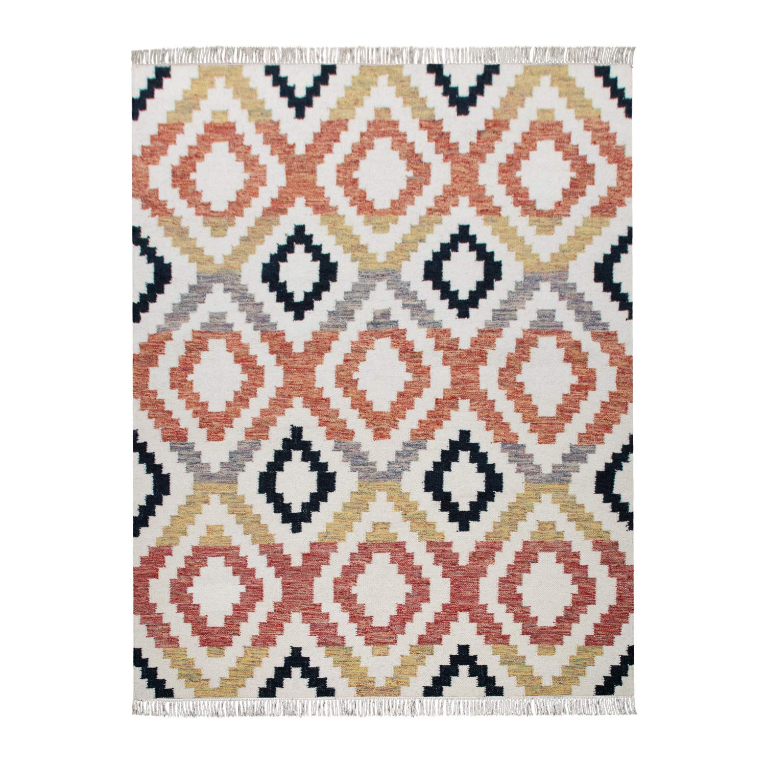 TT Home Tapis Salon Design Ethnique Tissé Main avec Laine Et Coton Multicolore, Dimension:200x300 cm