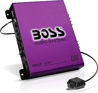 BOSS Audio Systems R1100M-P Riot Series Car Audio Subwoofer Amplifier - 1100 High Output, Monoblock, Class A/B, 2/4 Ohm Stable, Low/High Level Inputs, Low Pass Crossover, Mosfet, Hook Up to Stereo