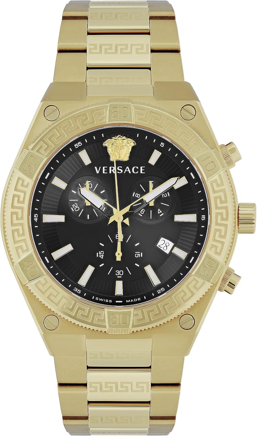 Versace V-Sporty Grecaコレクション ラグジュアリーメンズウォッチ ゴールドブレスレット ゴールドケースとブラックダイヤル, ゴールド, OS, ヴェルサーチ | V-スポーティグレカ Amazonで販売中 Versace V-Sporty Grecaコレクション ラグジュアリーメンズウォッチ ゴールドブレスレット ゴールドケースとブラックダイヤル, ゴールド, OS, ヴェルサーチ | V-スポーティグレカ Amazonで販売中