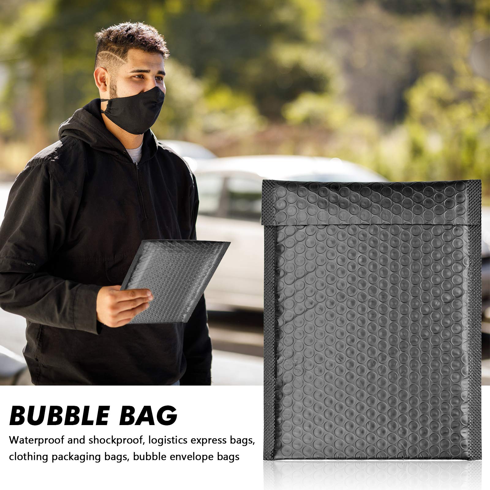 Paquete de 60 sobres de burbujas de polietileno negro de 33 x 40 cm, impermeables, a