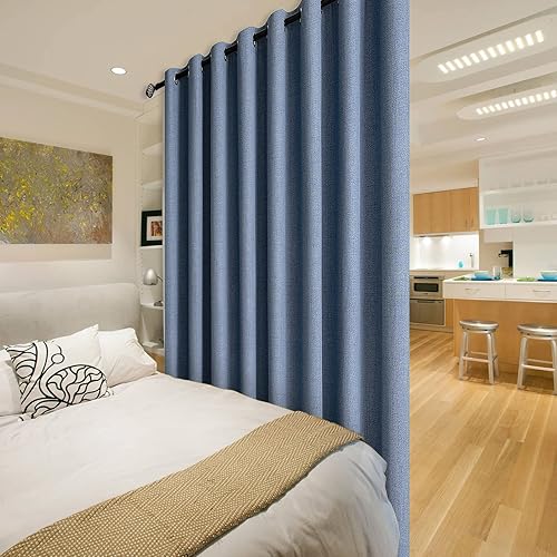 Miniatura 2 de MIULEE Cortina 100% opaca de lino texturizado para puerta corrediza de patio, dormitorio, sala de estar, cortina divisora de habitación, 1 panel de