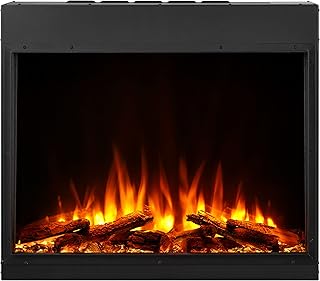 BALDERIA Elektrokamin Costas | Einbaukamin mit 3D-Flammeneffekt | Elektro Heizung 2000W, LED-Beleuchtung, WiFi, App-Steuerung, Knister-Sound, Flammentempo | Fernbedienung, Timer & Thermostat | Schwarz