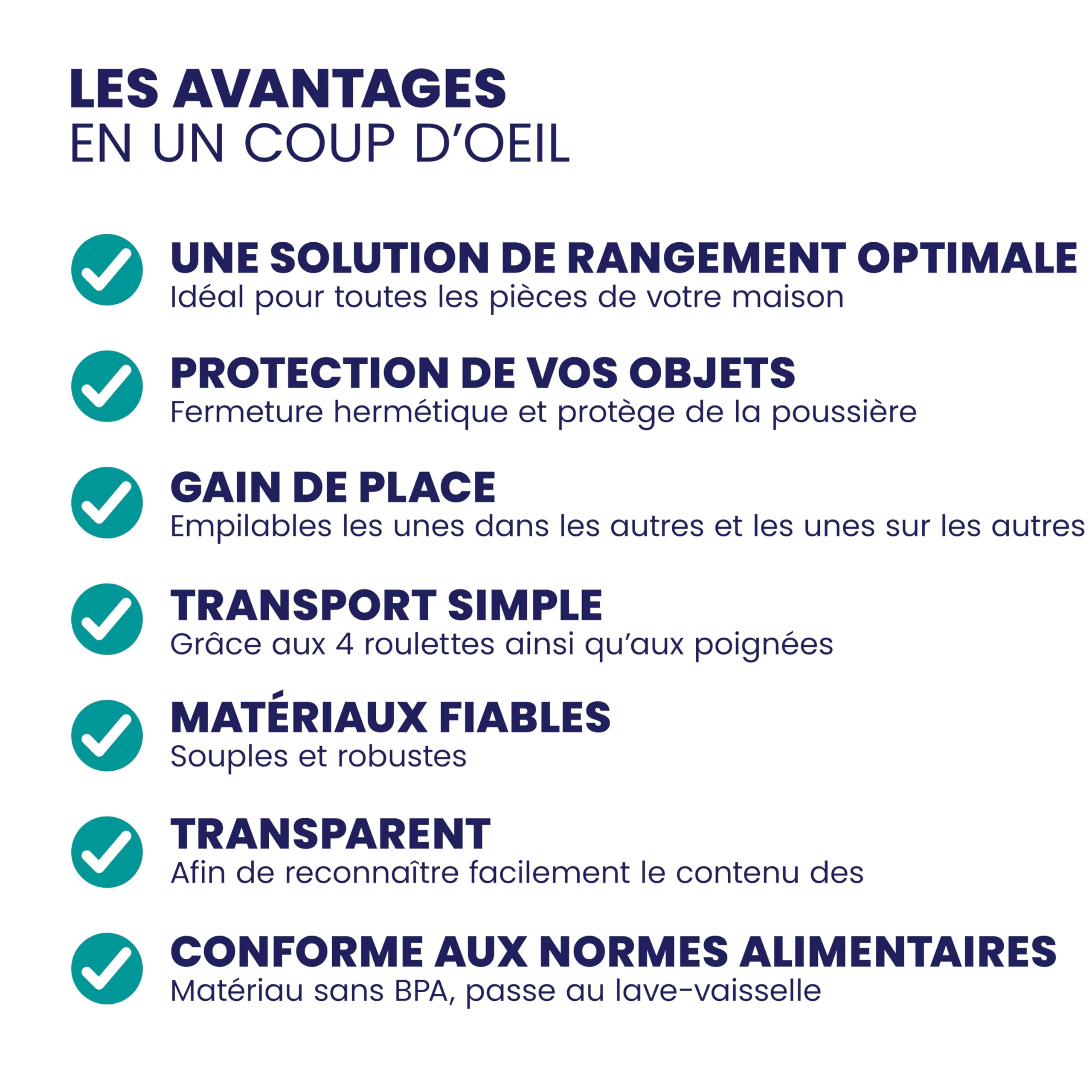 Deuba® 4X Boîte de Rangement 60L en Plastique Transparent empilable sans BPA Gain de Place Caisse de Rangement roulettes