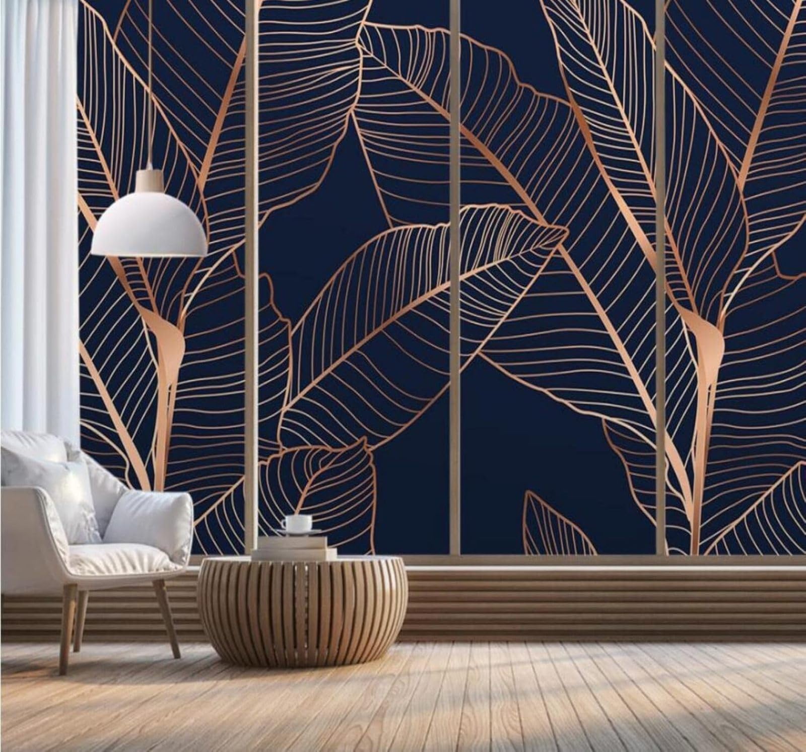 XLMING Creative Luxury Gold Plants Banana Leaves 3D Wallpaper Luxury Home Dining Decor Paste Sofa Living Room The Wall for Bedroom Mural-200cm×140cm