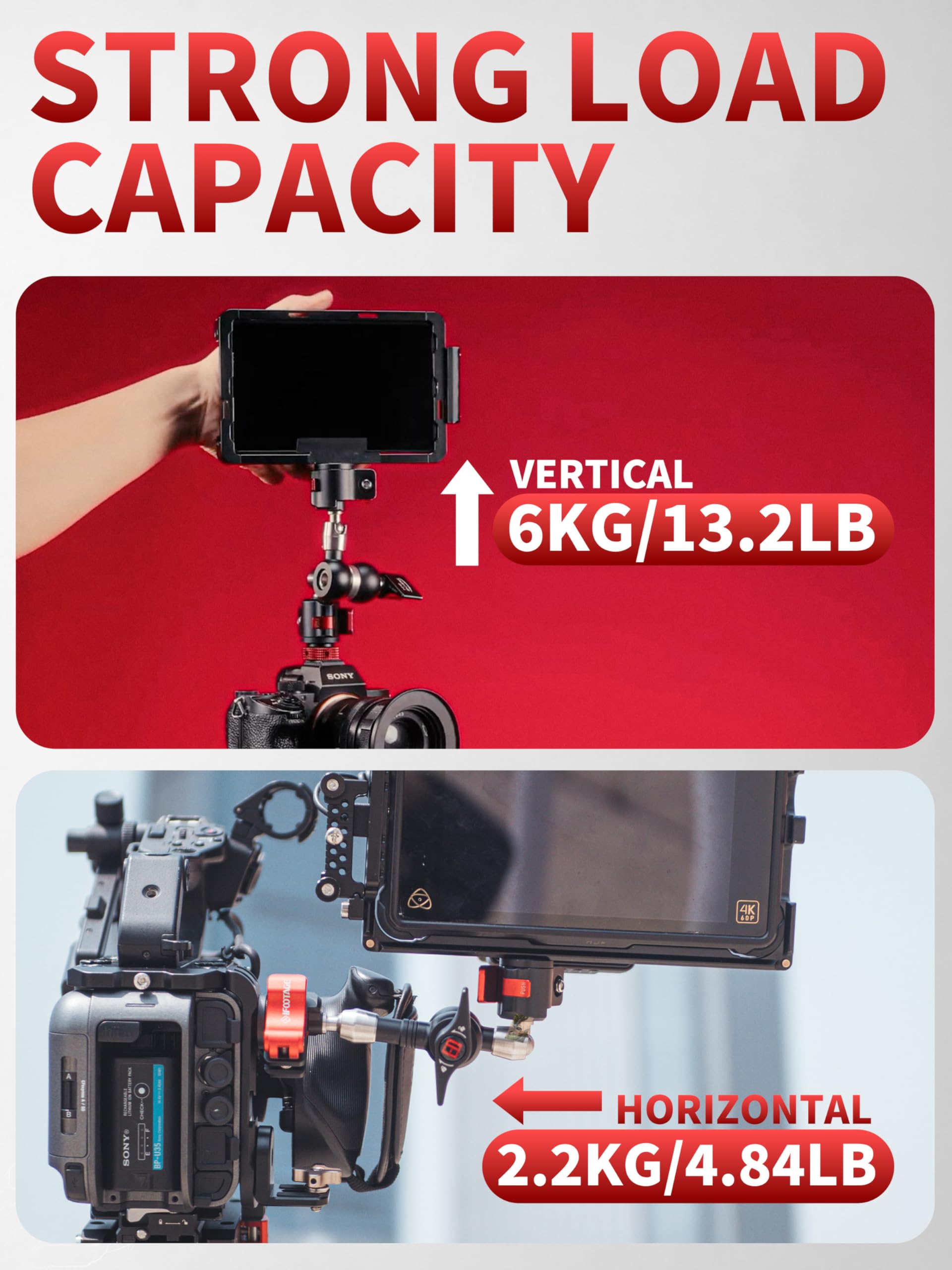 IFOOTAGE 7-calowe magiczne ramię kamery przegubowe, ze śrubą gwintowaną 1/4 "i 3/8" do zestawu lustrzanka cyfrowa/monitor LCD/światła LED, głowica kulowa, ładowność do 6 kg, pająk krab MA3-4