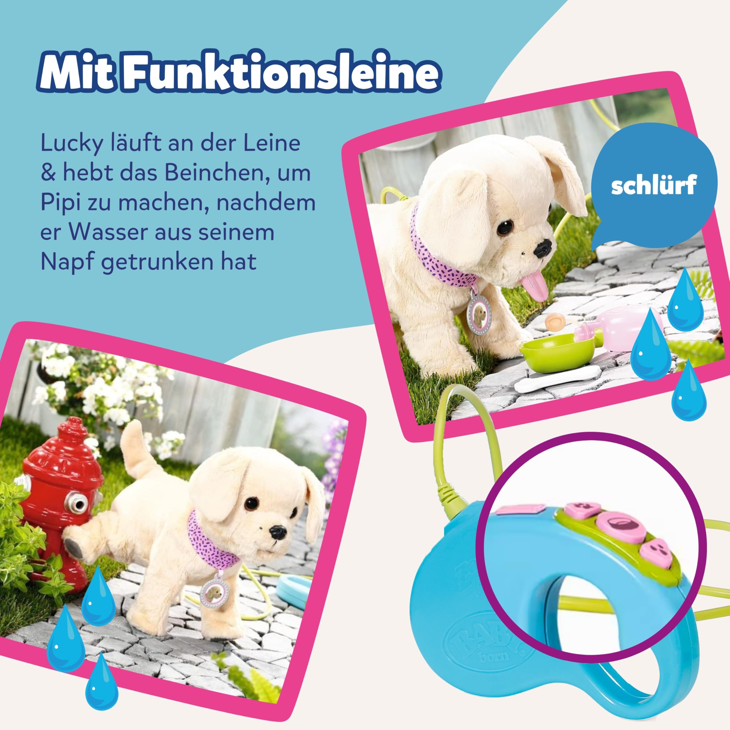 BABY Born Mein Hund Lucky 5 Funktionen für Kinder ab 3 Jahren Batterien