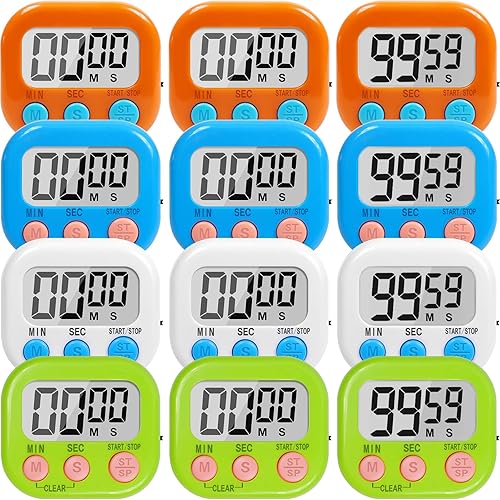 Paquete de 12 temporizadores digitales para aula, temporizadores magnéticos de cocina de cuenta regresiva para cocinar, temporizador de alarma de