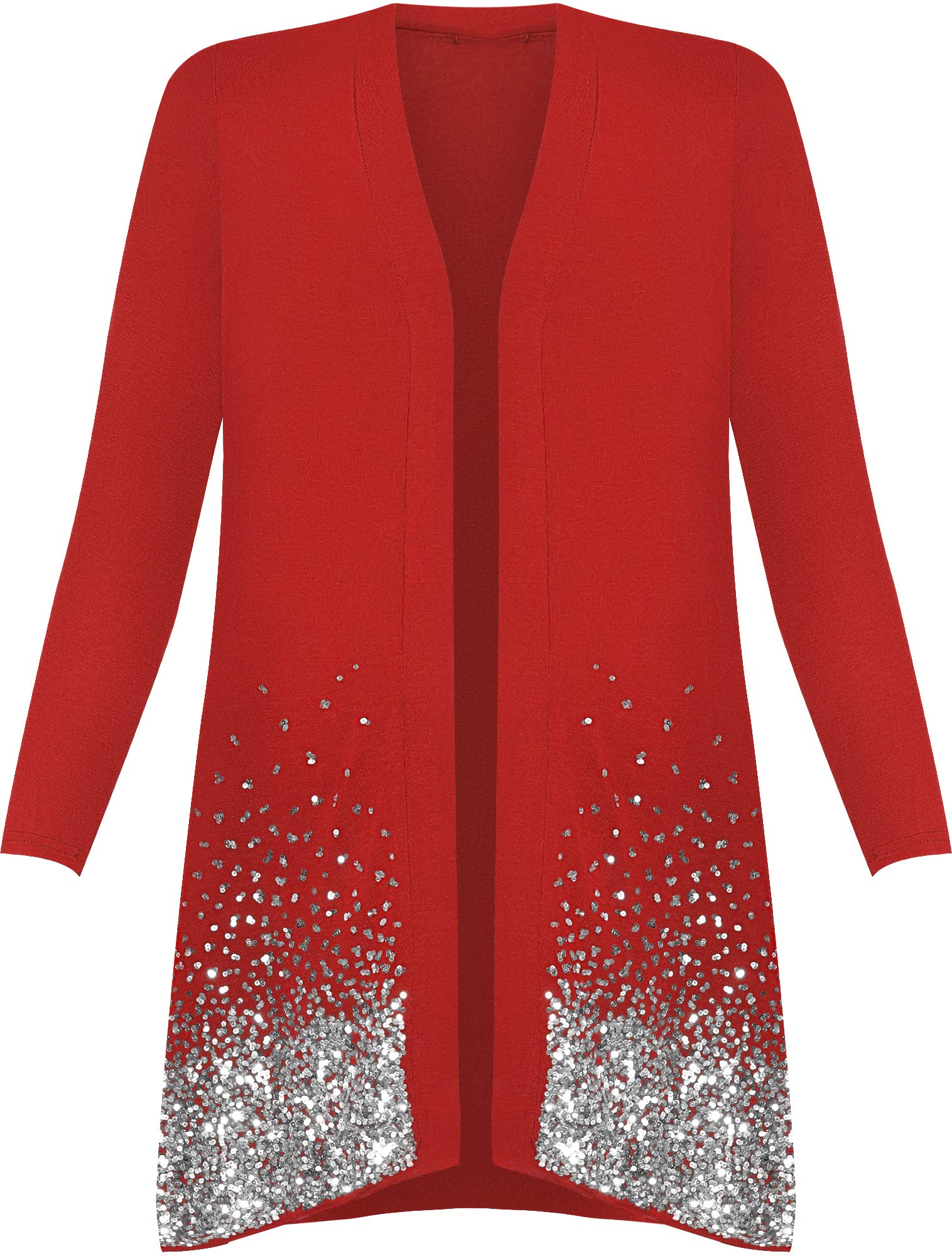 Wearall Women's Red New Plus Size Sequin Cardigan Long Sleeve Sparkle Top - 18