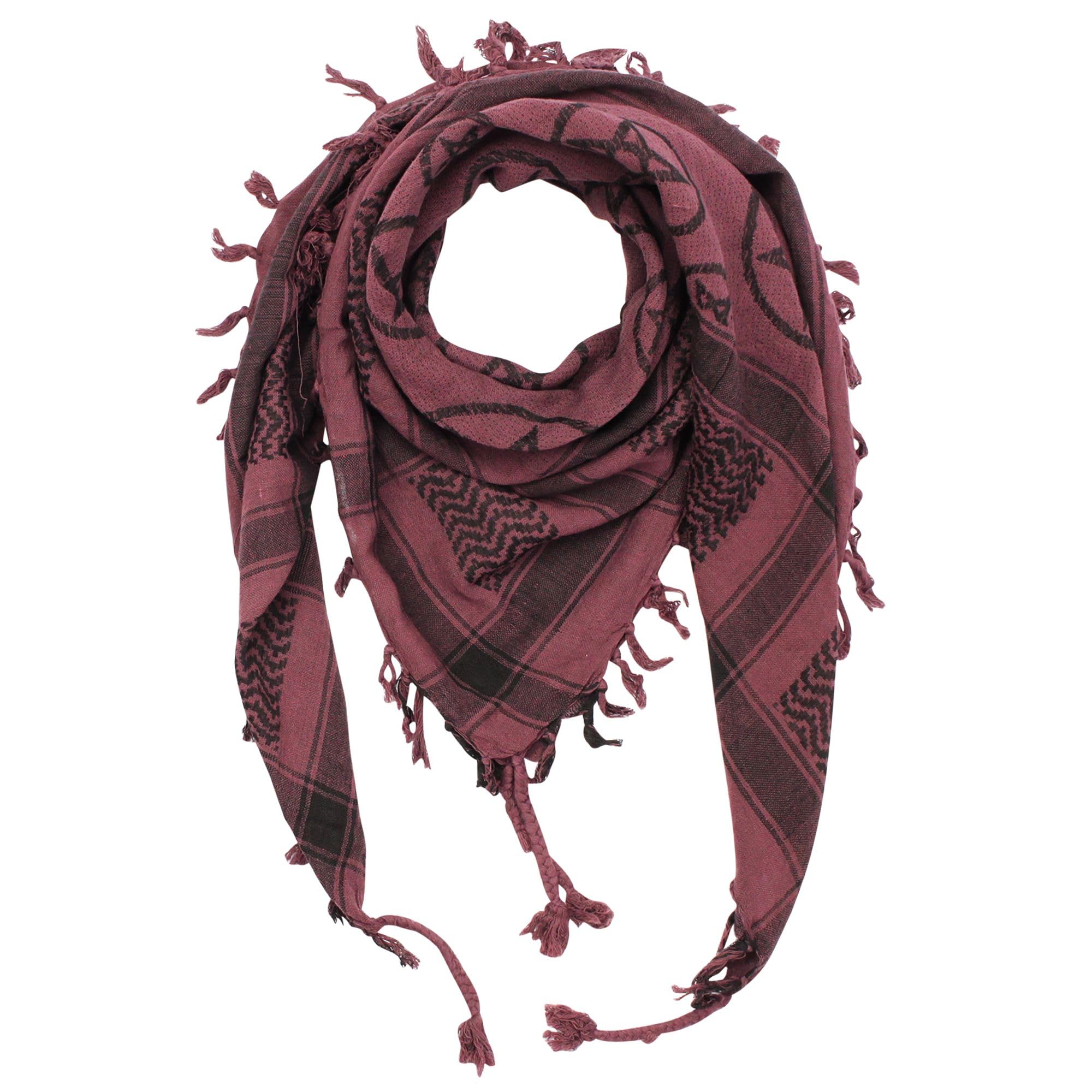 Kufiya - Pentagram red-bordeaux - black - 40x40 inch - Shemagh - Arafat scarf Palestinian PLO Pali-scarf - 100% cotton