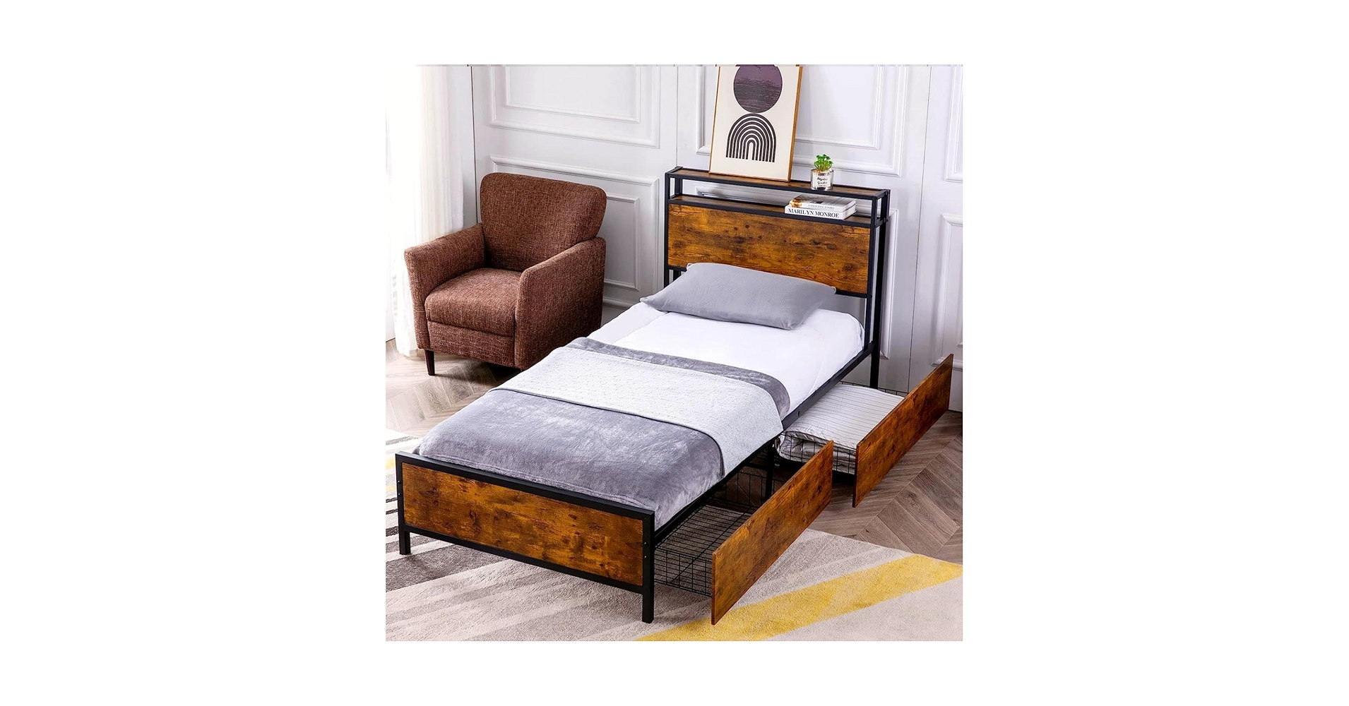 Amazon.com: GAZHOME Twin XL Bed Frame with 2 Storage Drawers