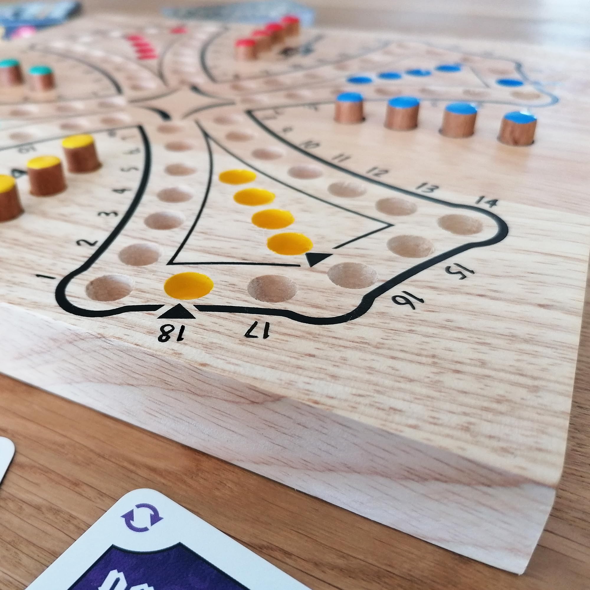 Jeu de Tock Réversible 4 à 6 Joueurs - Fabrication Artisanale en Bois d’Hévéa Massif – Marque Française - à Partir de 6 Ans - Inclus 54 Cartes CartatoC - Jeux de Société Familial.