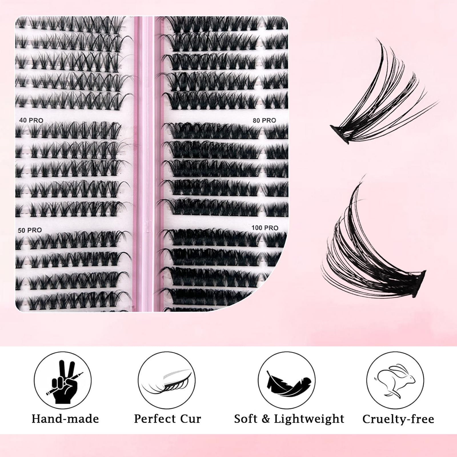 Luoqun88 Cluster Lashes Individual Eyelashes, 540pcs Eyelash Clusters - D Curl Lash Extensions, Black - Image 3